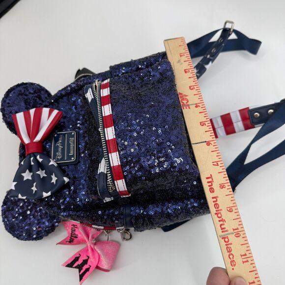 Disney Parks Loungefly Stars Stripes Americana Patriotic Sequin Mini Backpack - Picture 12 of 14
